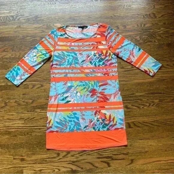 BcbgMaxAzria shift dress medium tropical stripe neon bright - Picture 1 of 9
